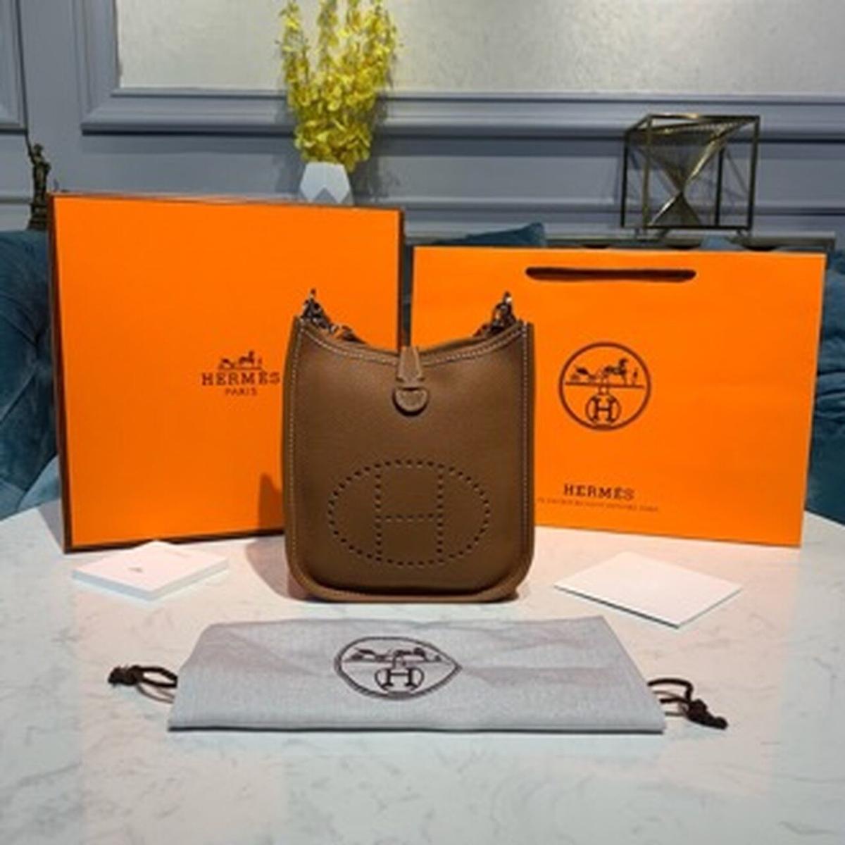 Hermes Mini Evelyne Brown For Women 7.8in/20cm