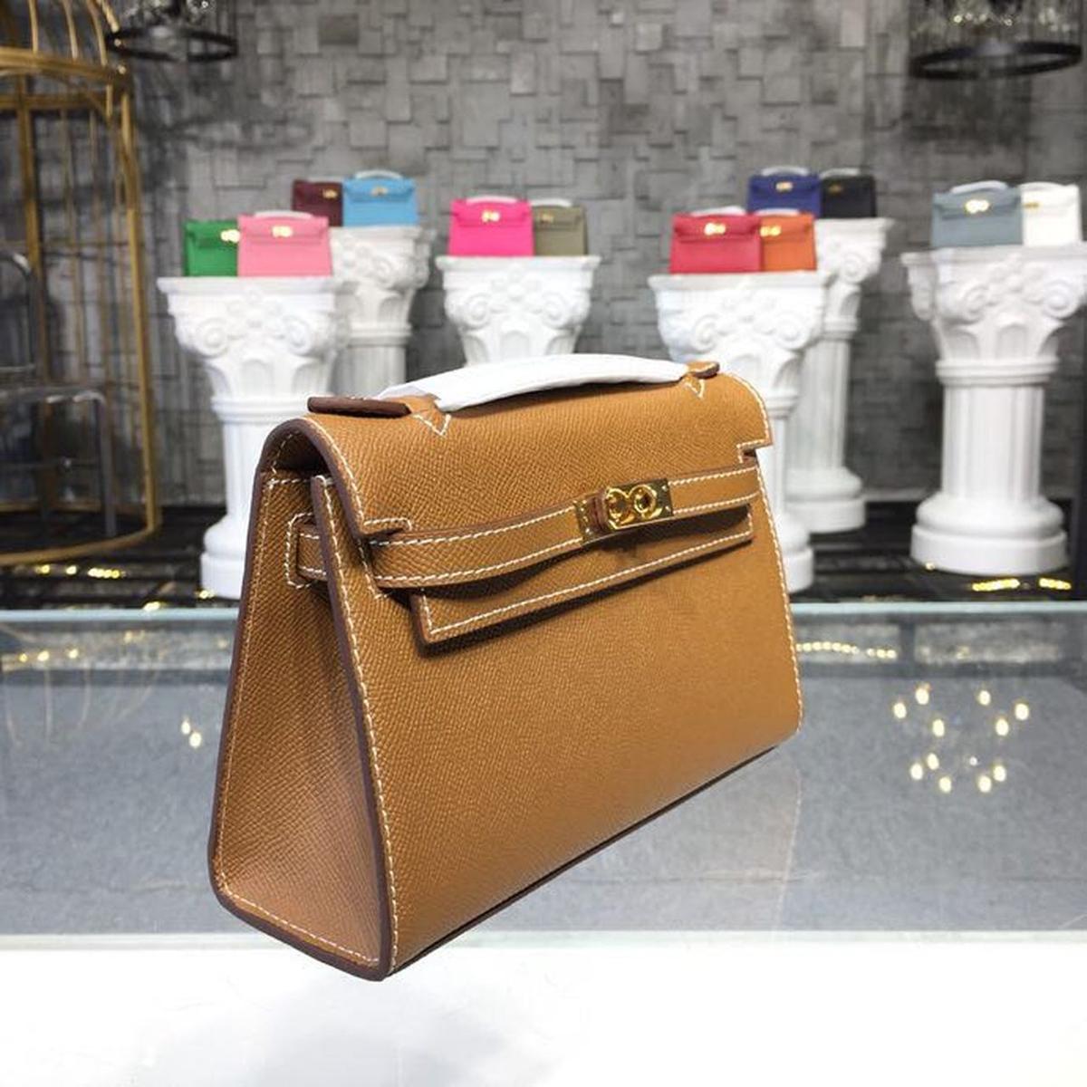 Hermes Mini Kelly KP Pochette Or pour les femmes Tond d'or matériel 8.7in/22cm
