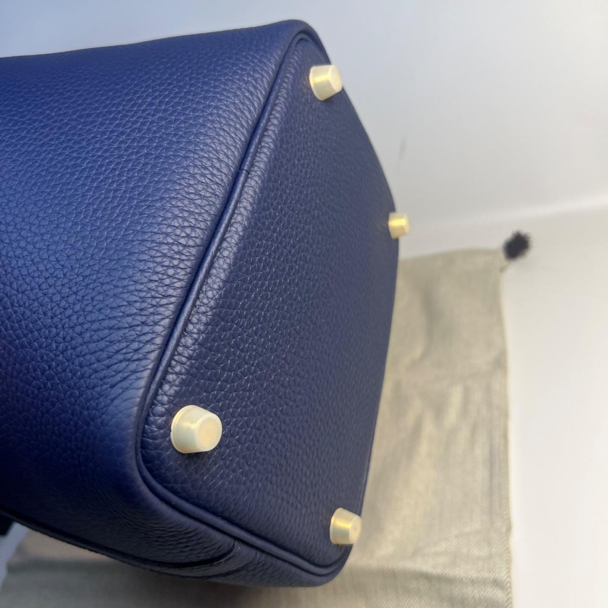 Hermes Picotin Lock 18 Top Handle Bag 7.1in/ 18cm Blue Saphir Gold Hardware For Women