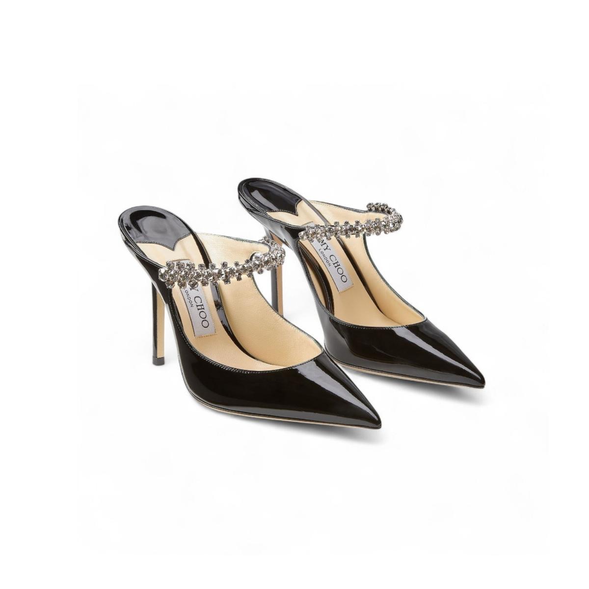 Jimmy Choo Bing 100 Mules Black For Women BING100PAT