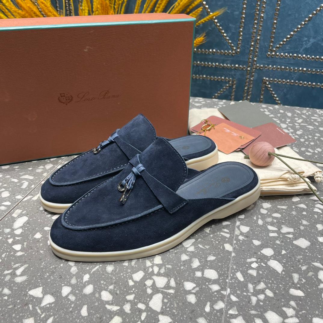 Loro Piana Babouche Charms Walk Loafers Argo Blue Melange For Women