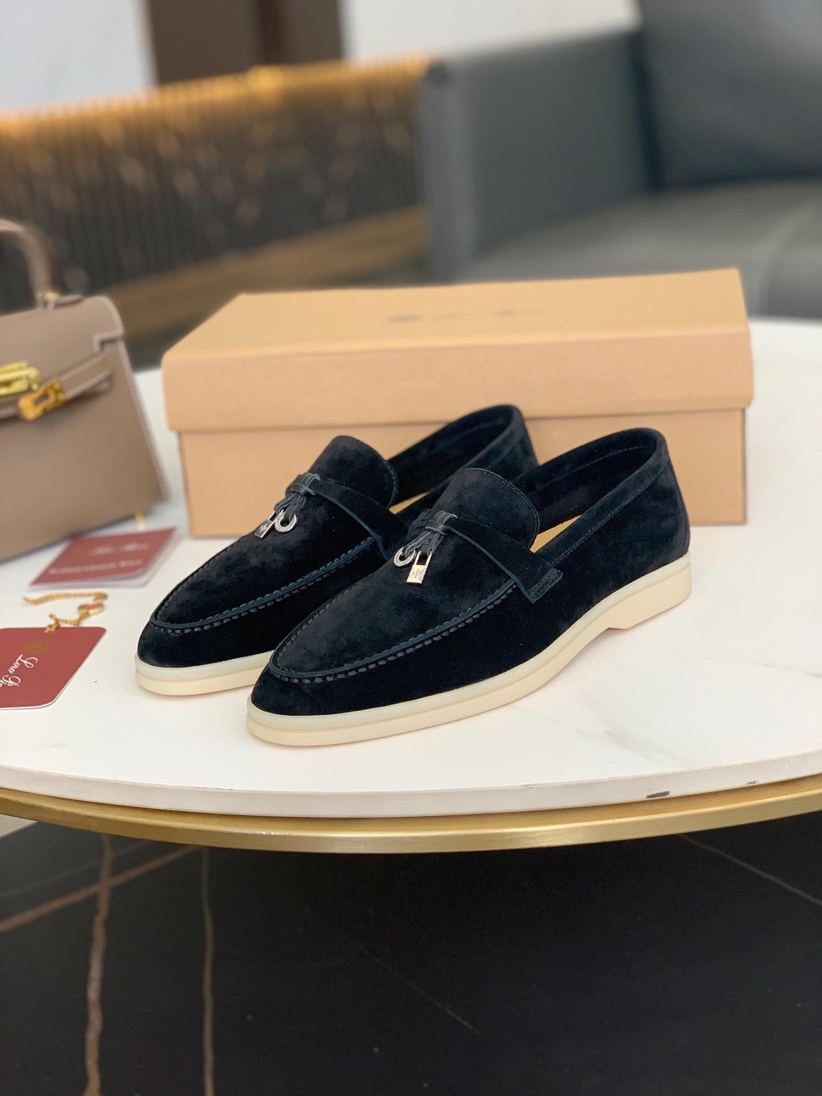 Loro Piana Summer Charms Walk Loafers Argo Blue Melange For Women