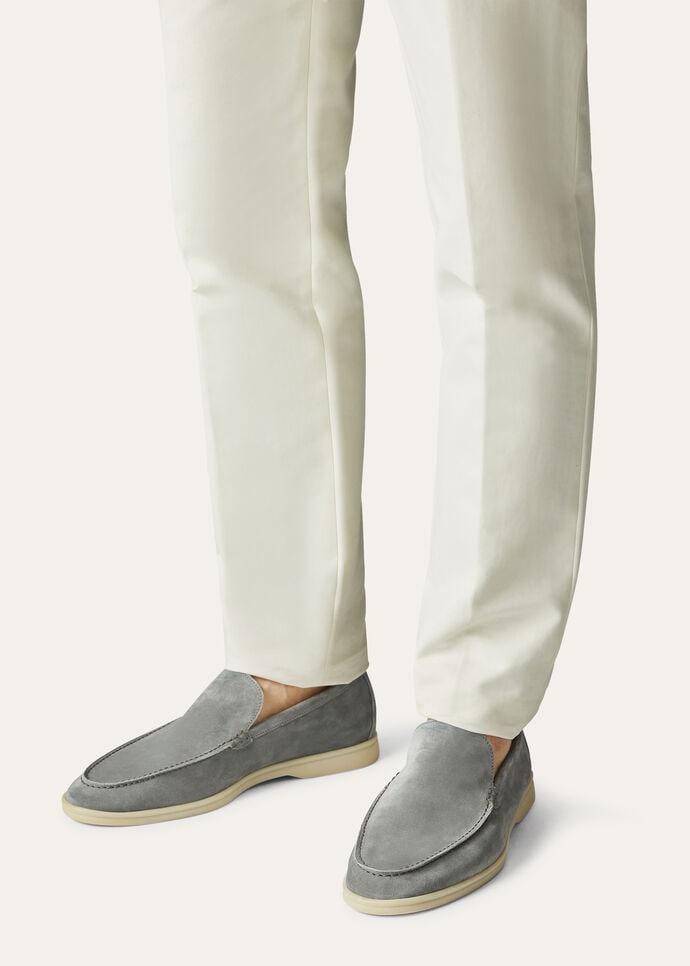 Loro Piana Summer Walk Loafers Gris pour les hommes FAI3276