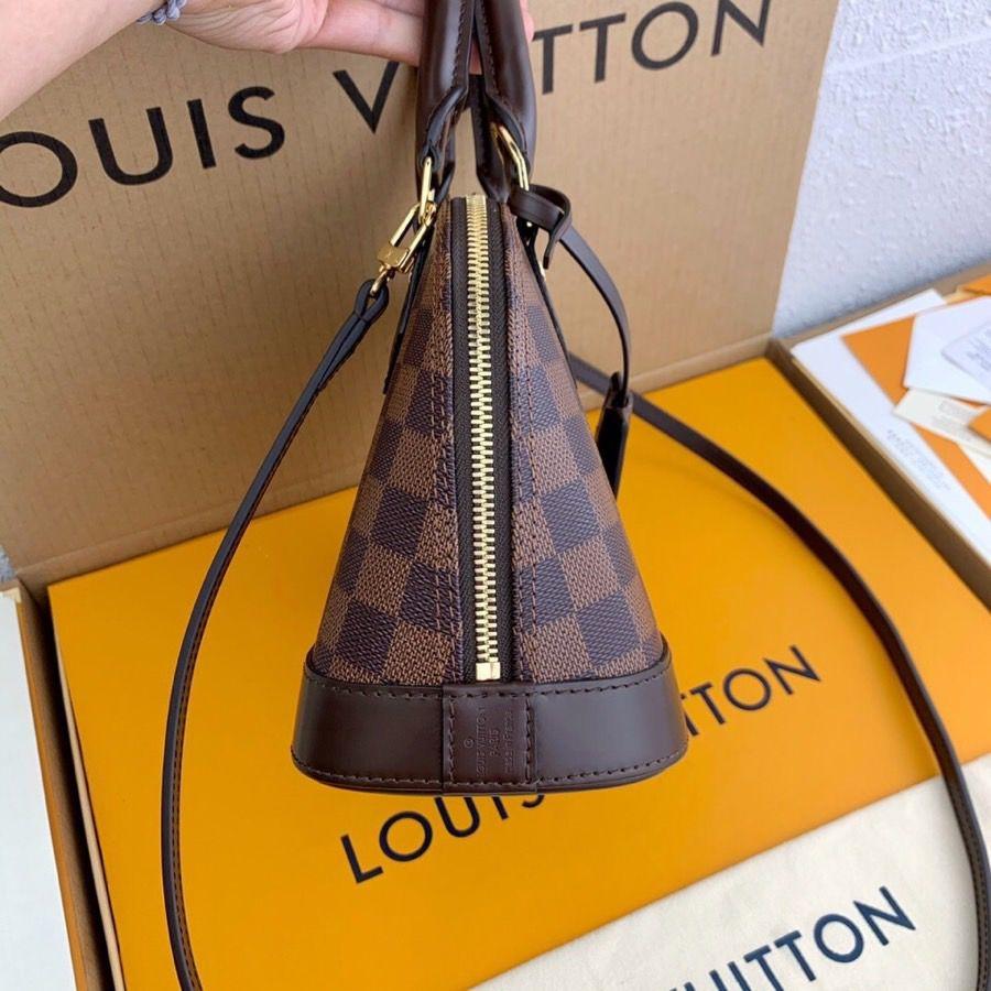 Louis Vuitton Alma BB Top Handle Bag 9.3in/ 23.5cm Damier Brown Gold Hardware For Women N41221