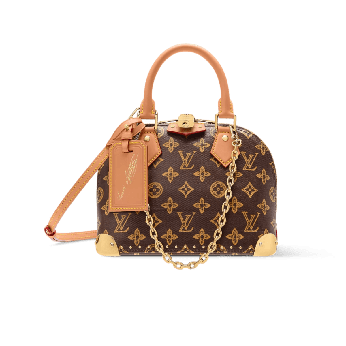 Louis Vuitton Alma Trunk BB Crossbody Bag 8.7in/ 22cm Ebene Monogram Origine Or Matériel pour femmes M28105