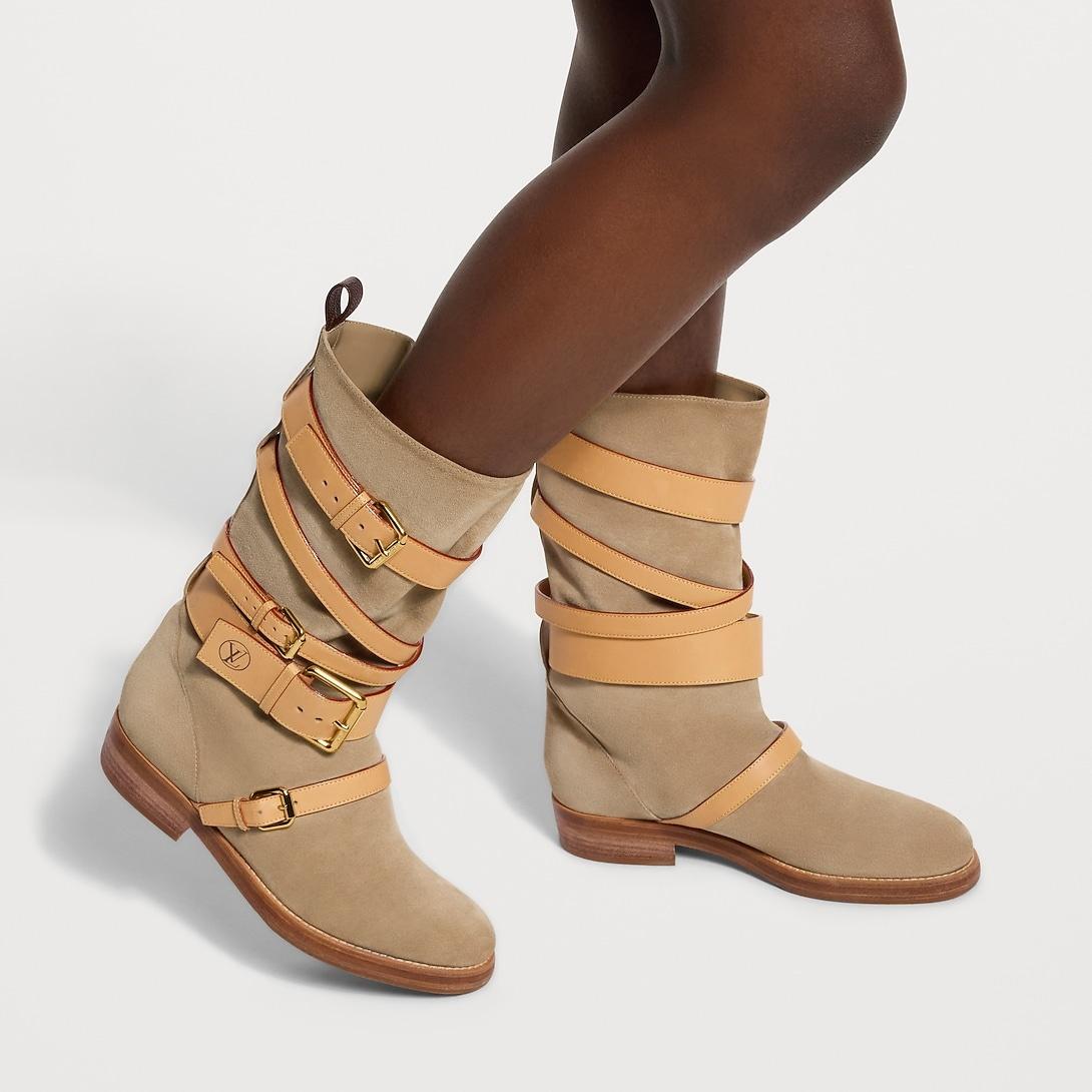 Louis Vuitton Amiral Flat Boots Beige For Women 1AK3QH
