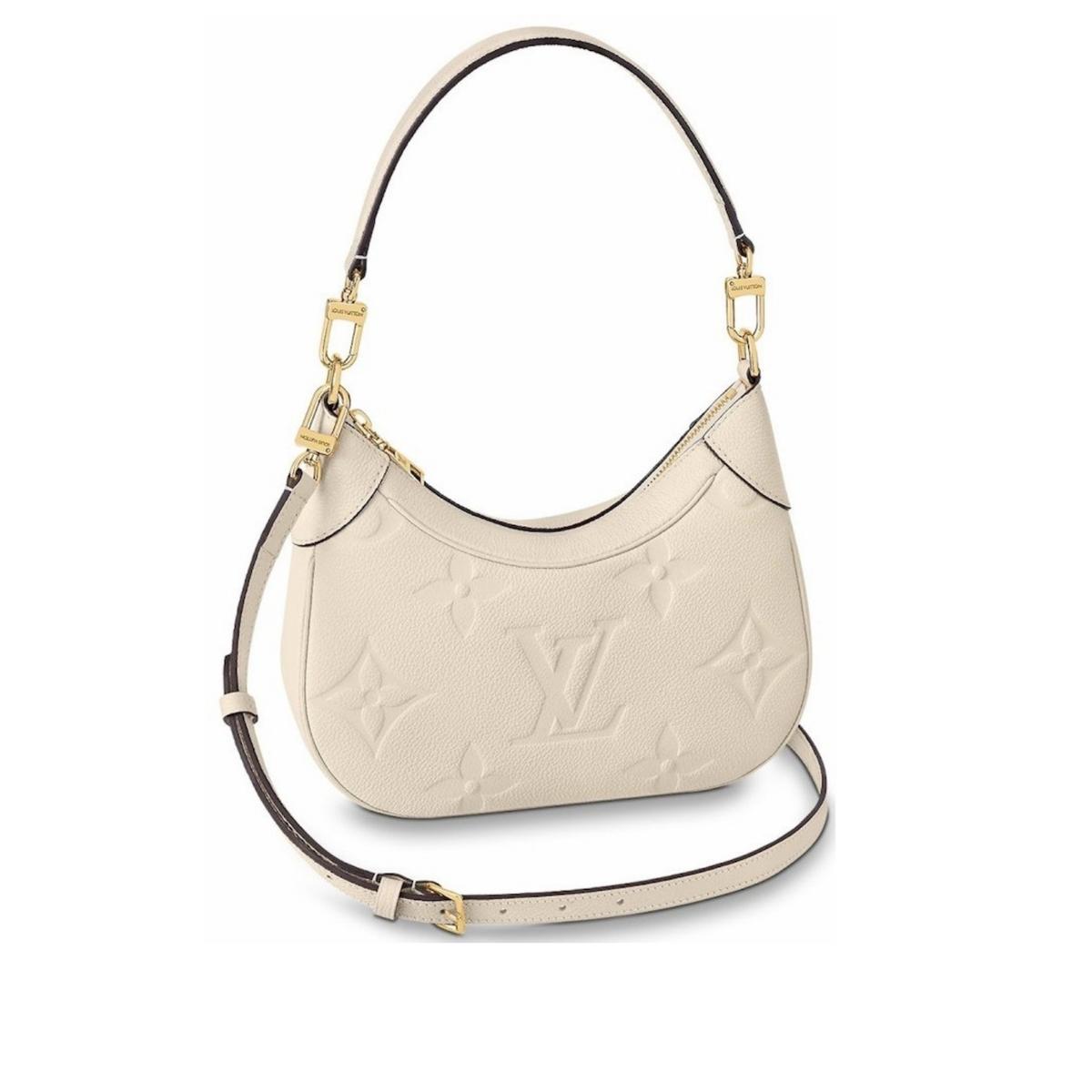 Louis Vuitton Bagatelle Monogram Empreinte Creme Beige For Women, Women's Handbags, Shoulder And Crossbody Bags 22cm/8.7in LV M46099