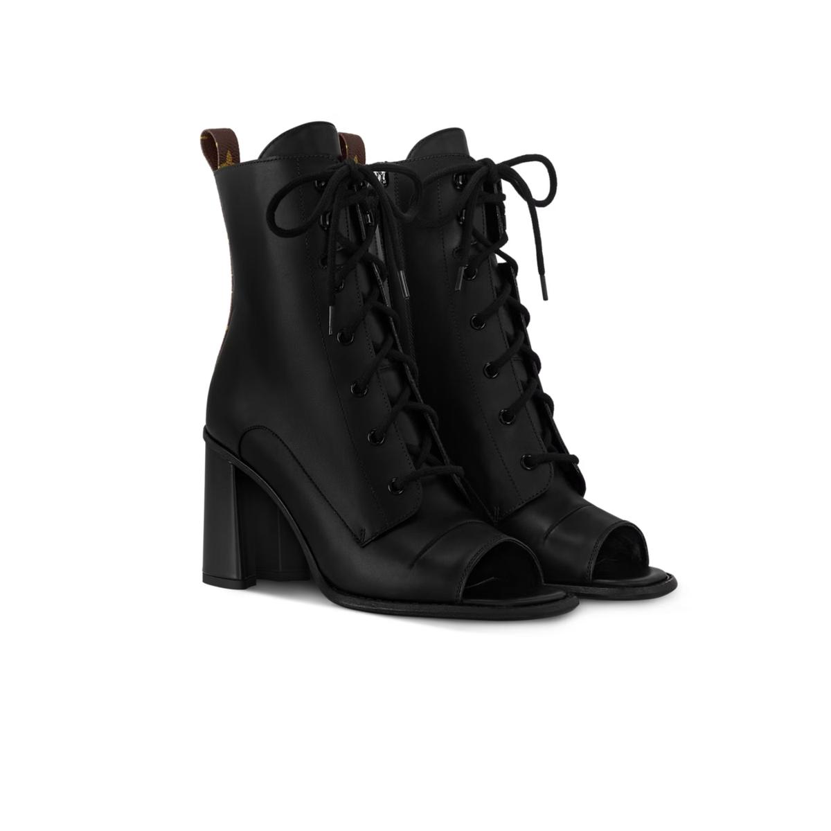 Louis Vuitton Berlin Open Toe Ankle Boots Black For Women 1AIBRU