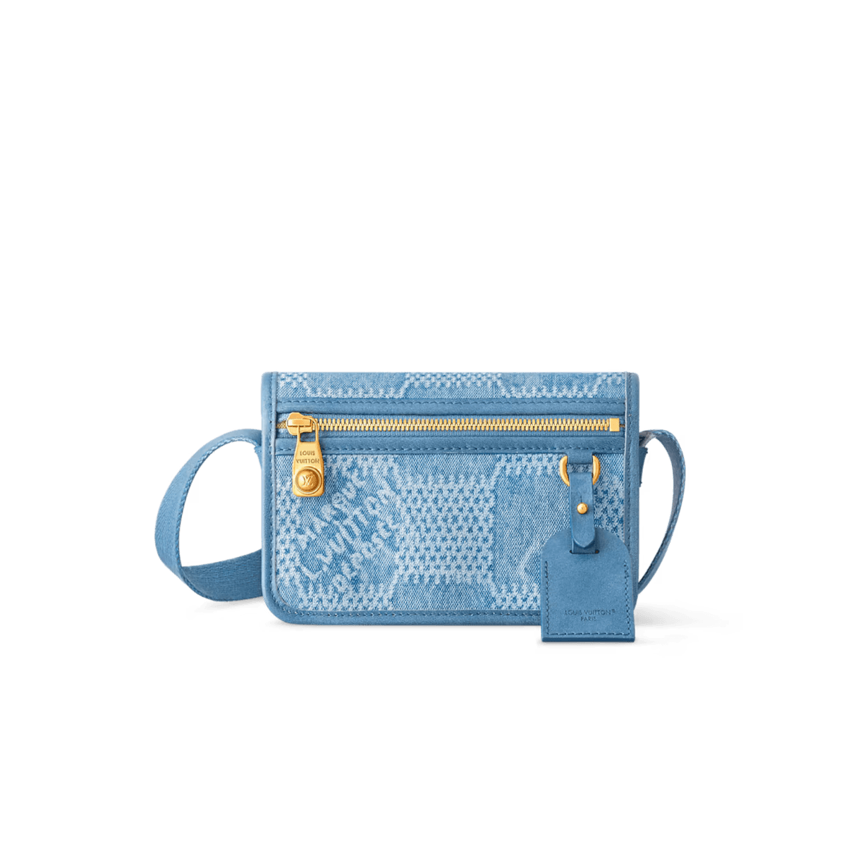 Louis Vuitton Bosphore Wearable Wallet Crossbody 7.5in/ 19cm Blue Gold Hardware For Men N00210