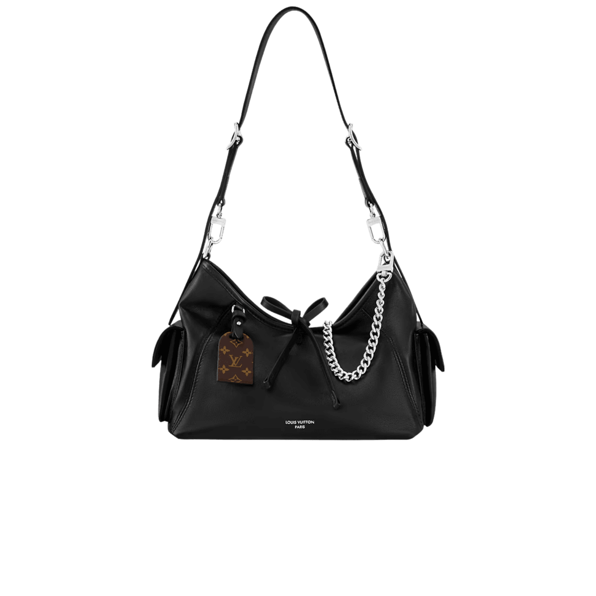 Louis Vuitton CarryAll Cargo PM Shoulder Bag 13.2in/ 33.5cm Black Silver Hardware For Women M24861 -