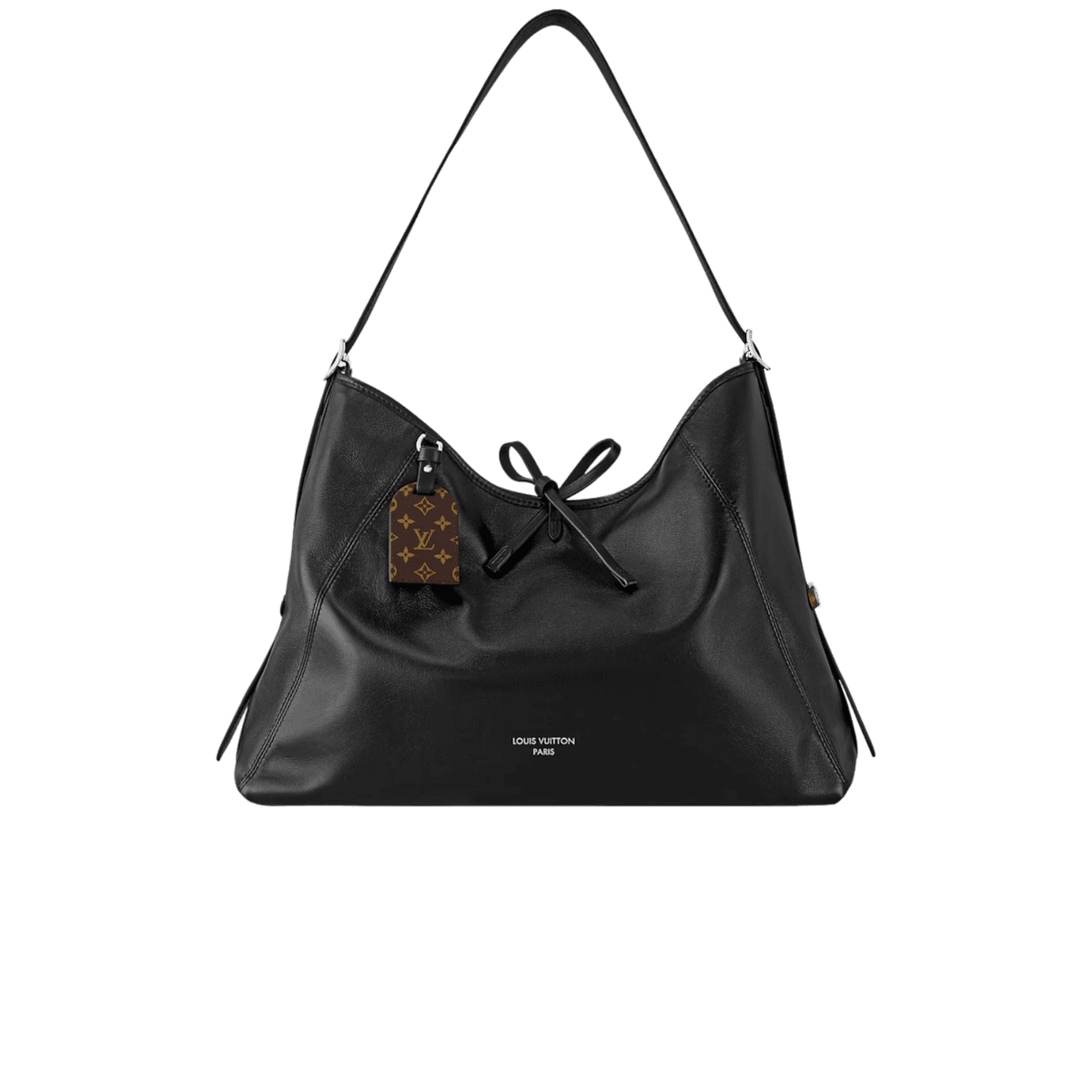 Louis Vuitton CarryAll Vibe MM Shoulder Bag 15.3in/ 39cm Black Silver Hardware For Women M25143
