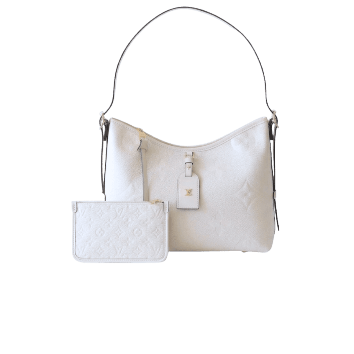 Louis Vuitton CarryAll PM Shoulder Bag 11.6in/ 29.5cm White Gold Hardware For Women
