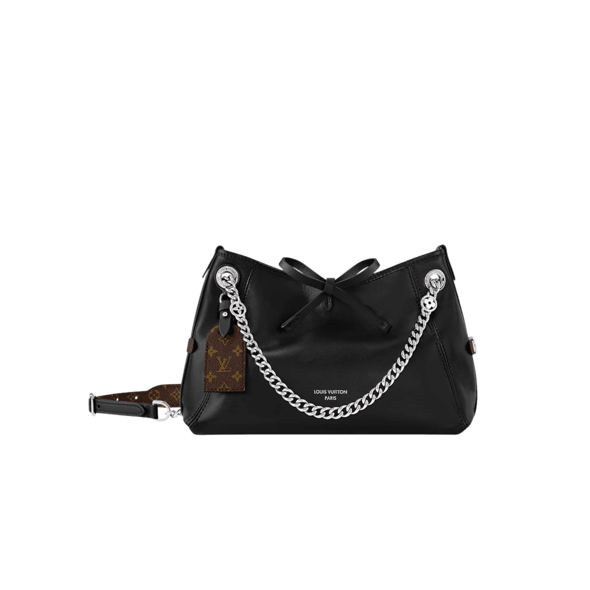 Louis Vuitton CarryAll Vibe BB Shoulder Bag 10.2in/ 26cm Black Silver Hardware For Women M12888