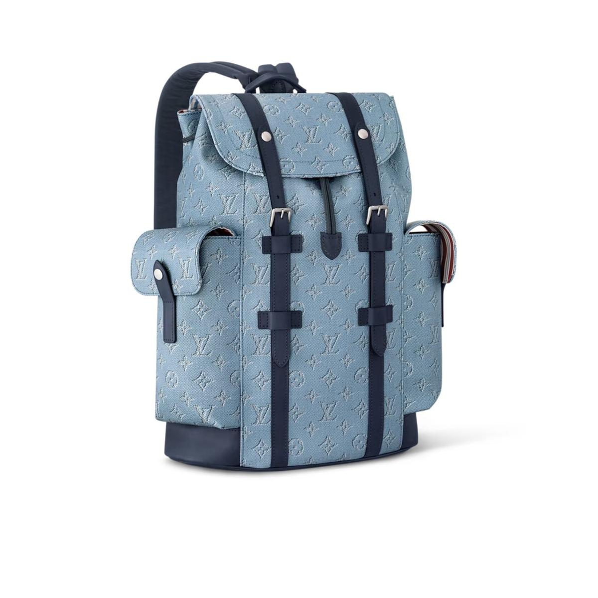 Louis Vuitton Christopher MM Bag Blue For Men 44cm/17in