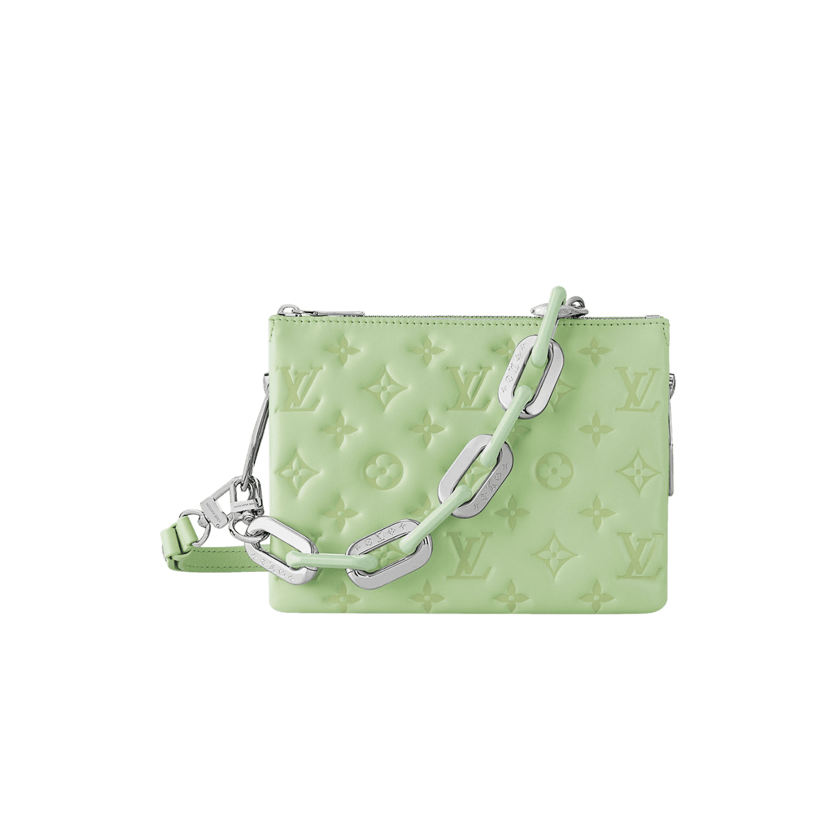 Louis Vuitton Coussin BB Shoulder Bag 8.2in/ 21cm Green Silver Hardware For Women M25114