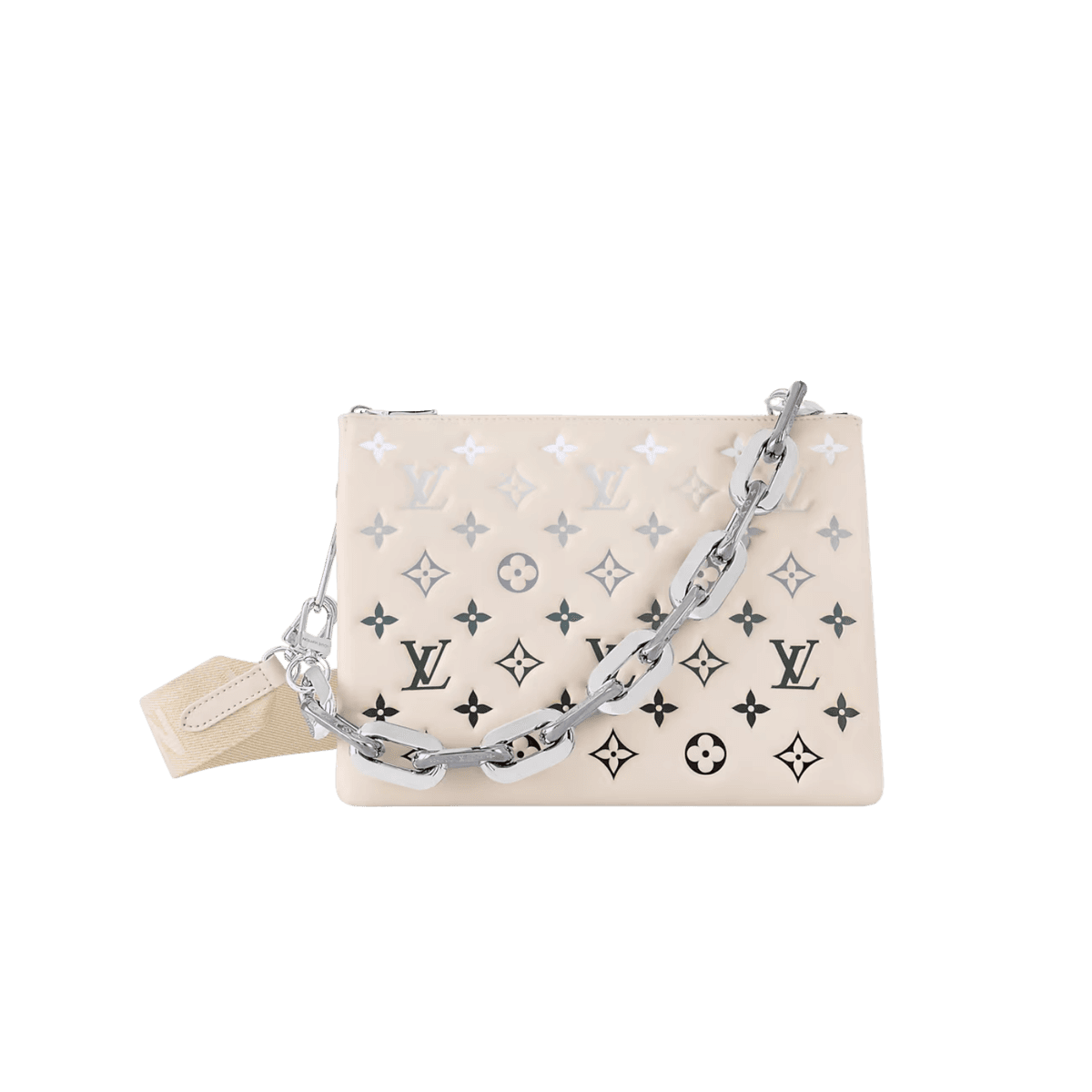 Louis Vuitton Coussin PM Shoulder Bag 10.2in/ 26cm Cream/Gray Silver Hardware For Women M11986