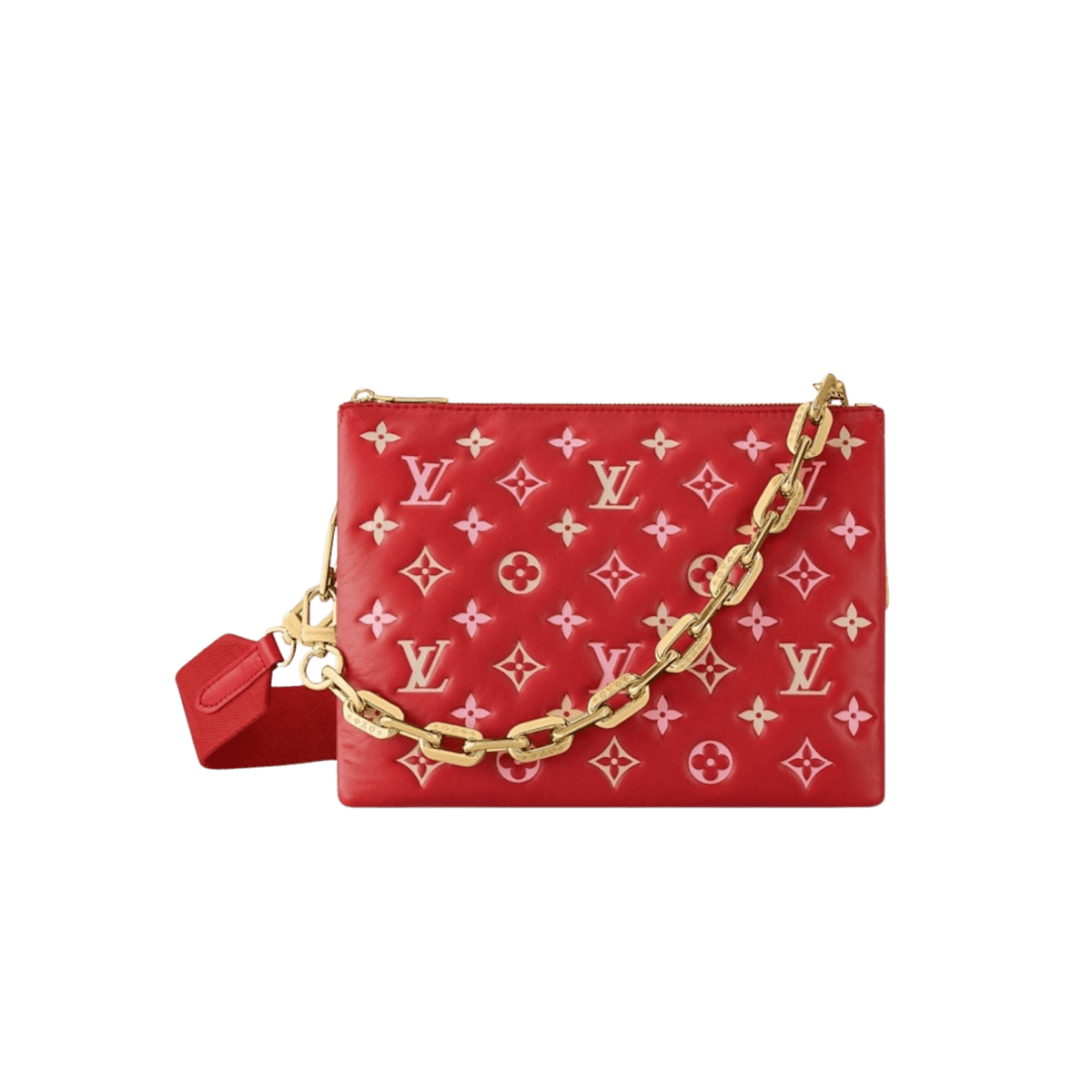 Louis Vuitton Coussin PM Shoulder Bag 10.2in/ 26cm Red Gold Hardware For Women M22397