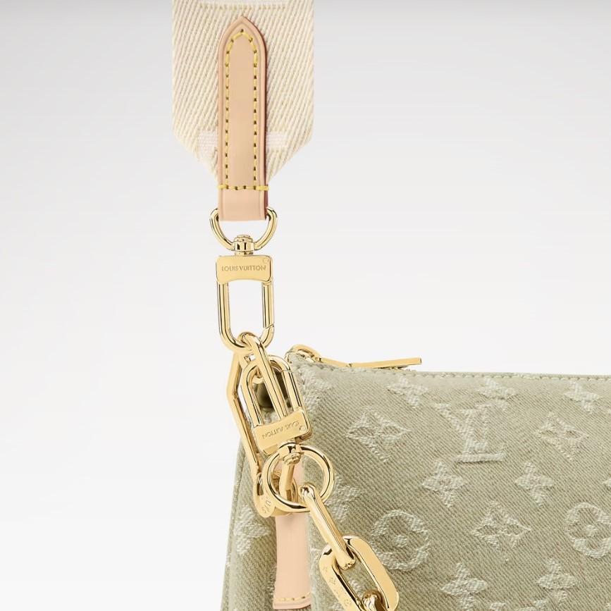 Sac à épaule Louis Vuitton Coussin PM 10.2in/ 26cm Khaki Denim Gold Hardware pour femmes M28360
