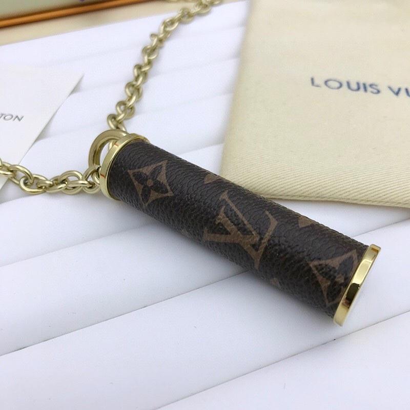 Louis Vuitton Cylinder Pendant Necklace Gold Tone For Women