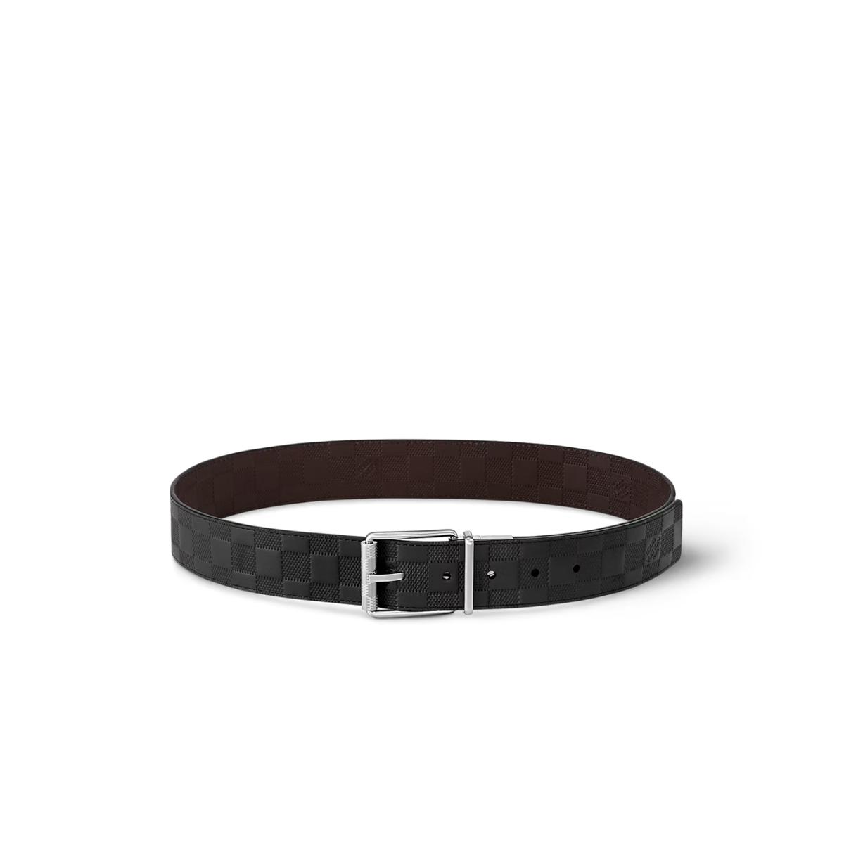 Louis Vuitton Damier Print 40MM Ceinture réversible noir/brun foncé pour homme M9150U