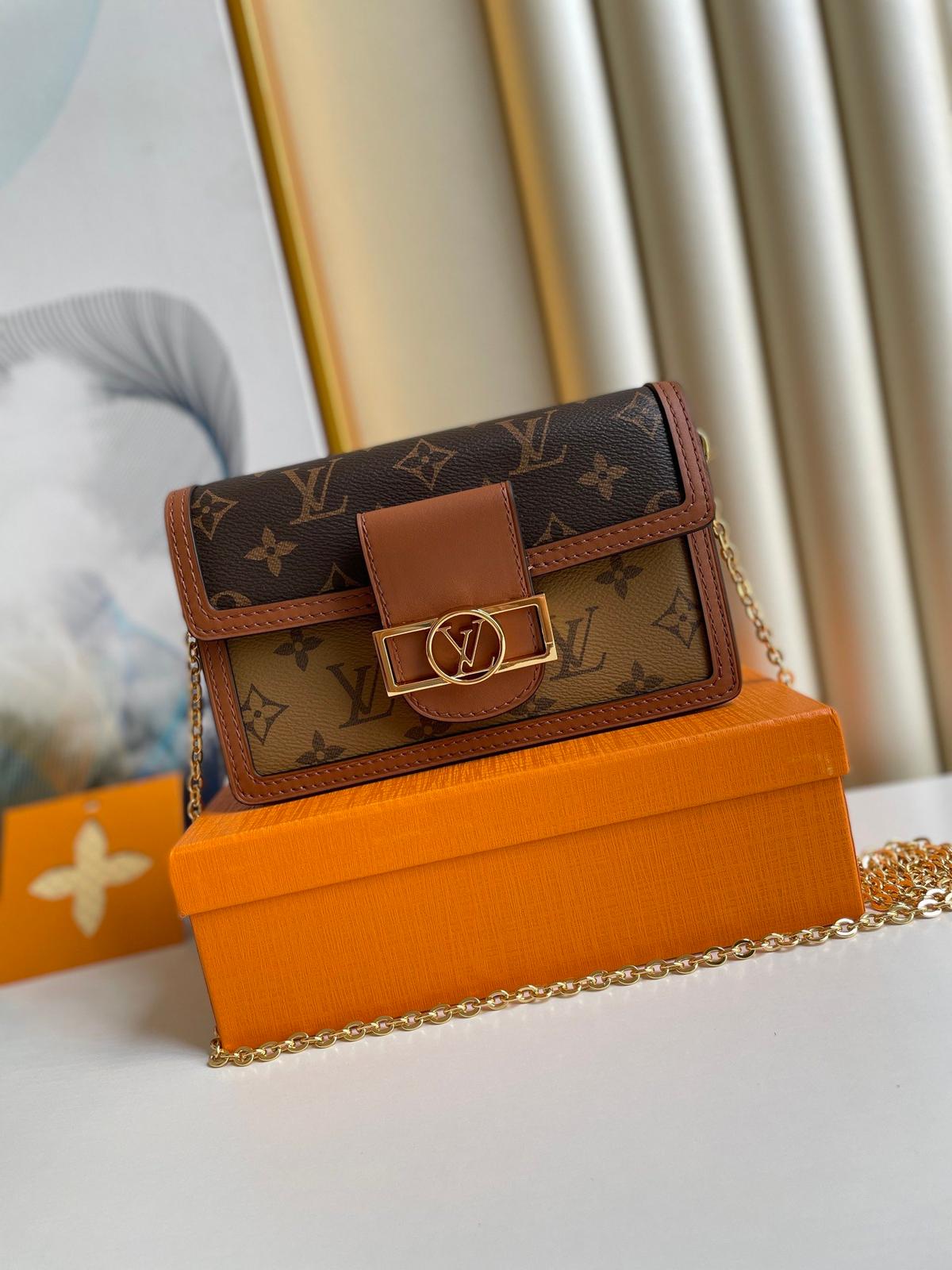 Louis Vuitton porte-monnaie Dauphine Combine Monogram et Monogram Toile Inversée Par Nicolas Ghesquière Pour Femme, Portefeuille Femme 19cm LV M68746