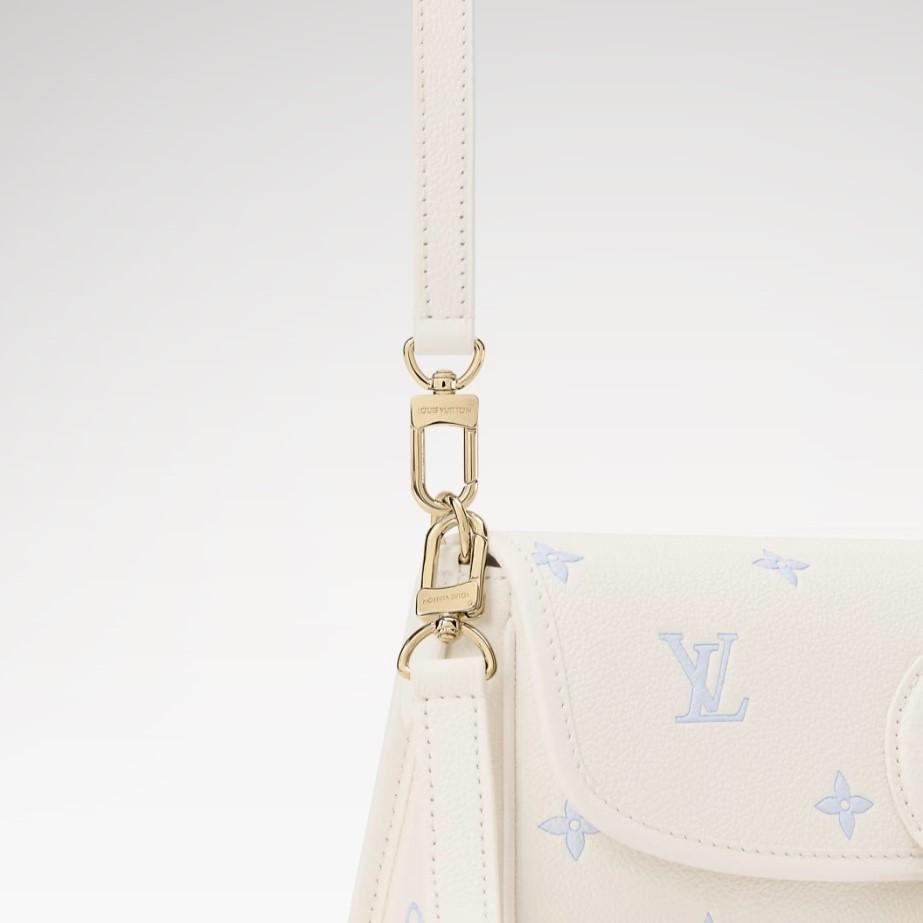 Louis Vuitton Diane Shouder Bag 9.4in/ 24cm Blanc laiteux/ Bleu Or Matériel pour femmes M28054