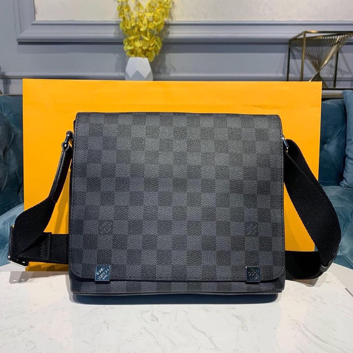 Louis Vuitton District PM Crossbody Bag 9.8in/ 25cm Damier Graphite Canvas Silver Hardware For Men N41028