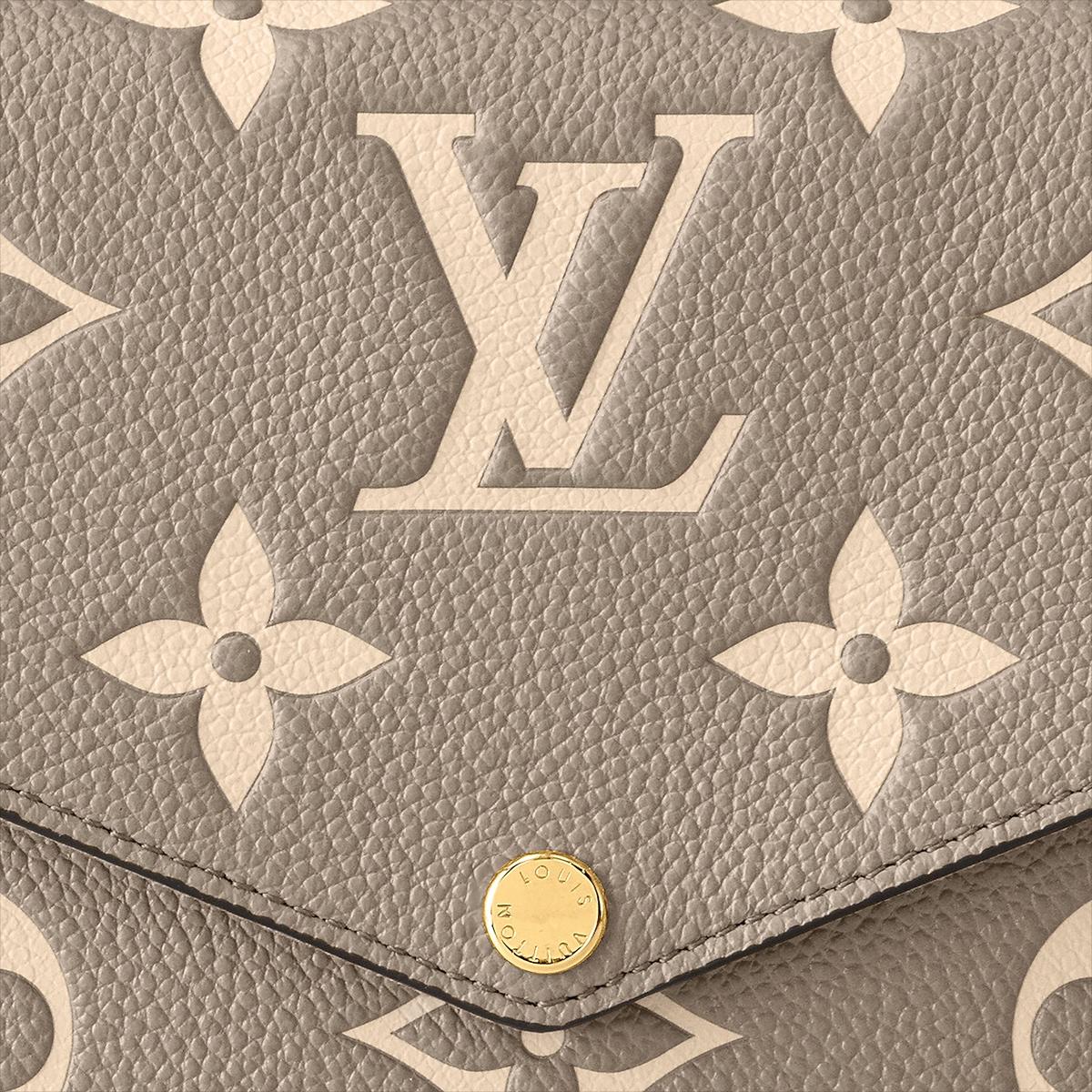 Louis Vuitton Pochette Felicie Shoulder Bag 8.3in/ 21cm Tourterelle Gray/ Cream Gold Hardware For Women M82610