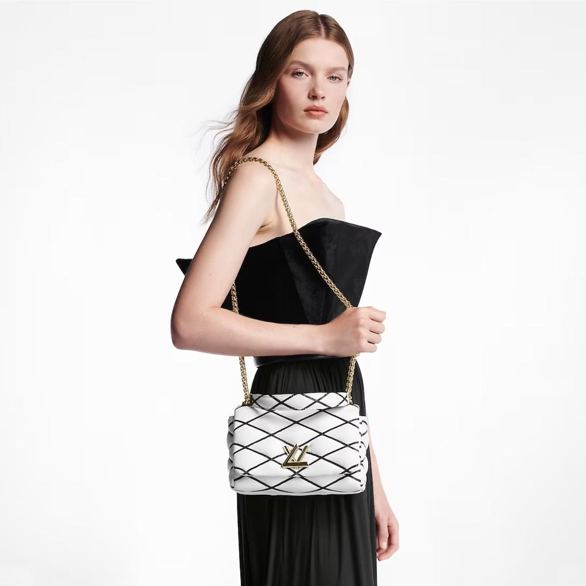 Louis Vuitton GO-14 MM White/ Black Bag For Women M22890- 9.1 Inches/ 23 Cm