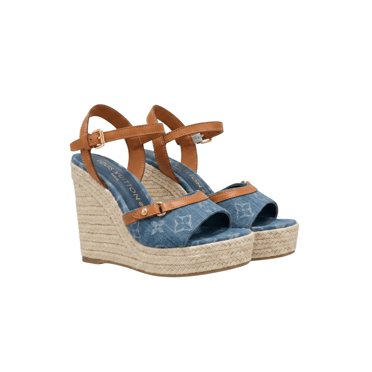 Louis Vuitton Helios Wedge Sandals Blue For Women 1ACIZV