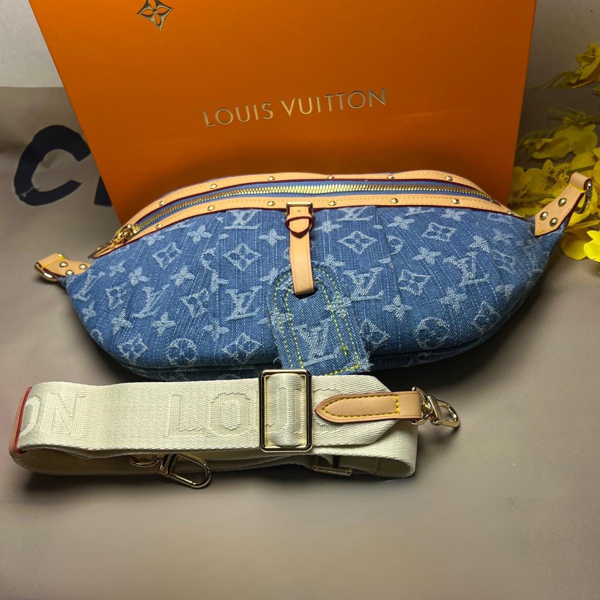 Louis Vuitton High Rise Blue Denim Bag For Women M46837