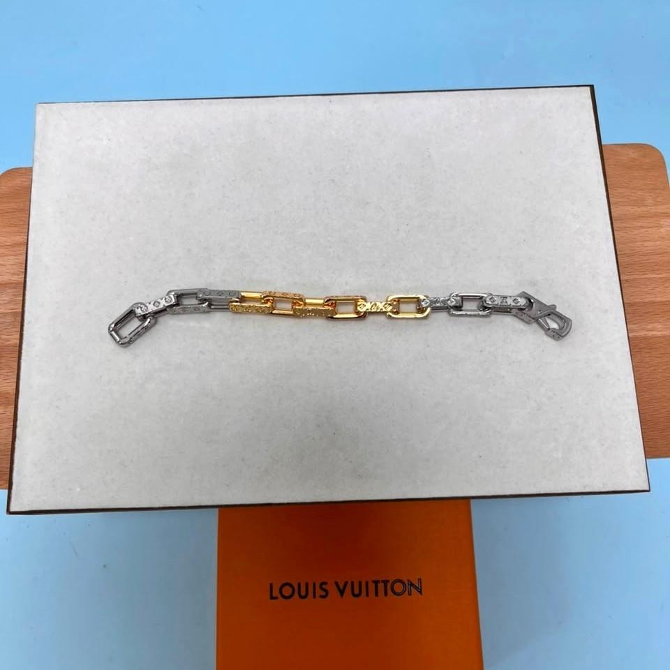 Louis Vuitton Monogram Chain Bracelet Silver/ Gold For Men M1555M