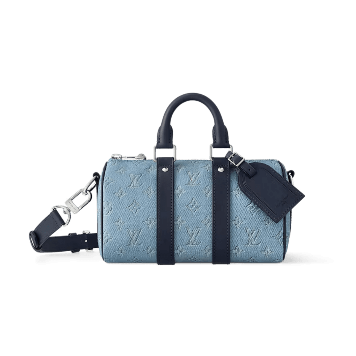Louis Vuitton Keepall Bandouliere 25 Travel Bag 9.8in/ 25cm Blue Silver Hardware For Men M14681