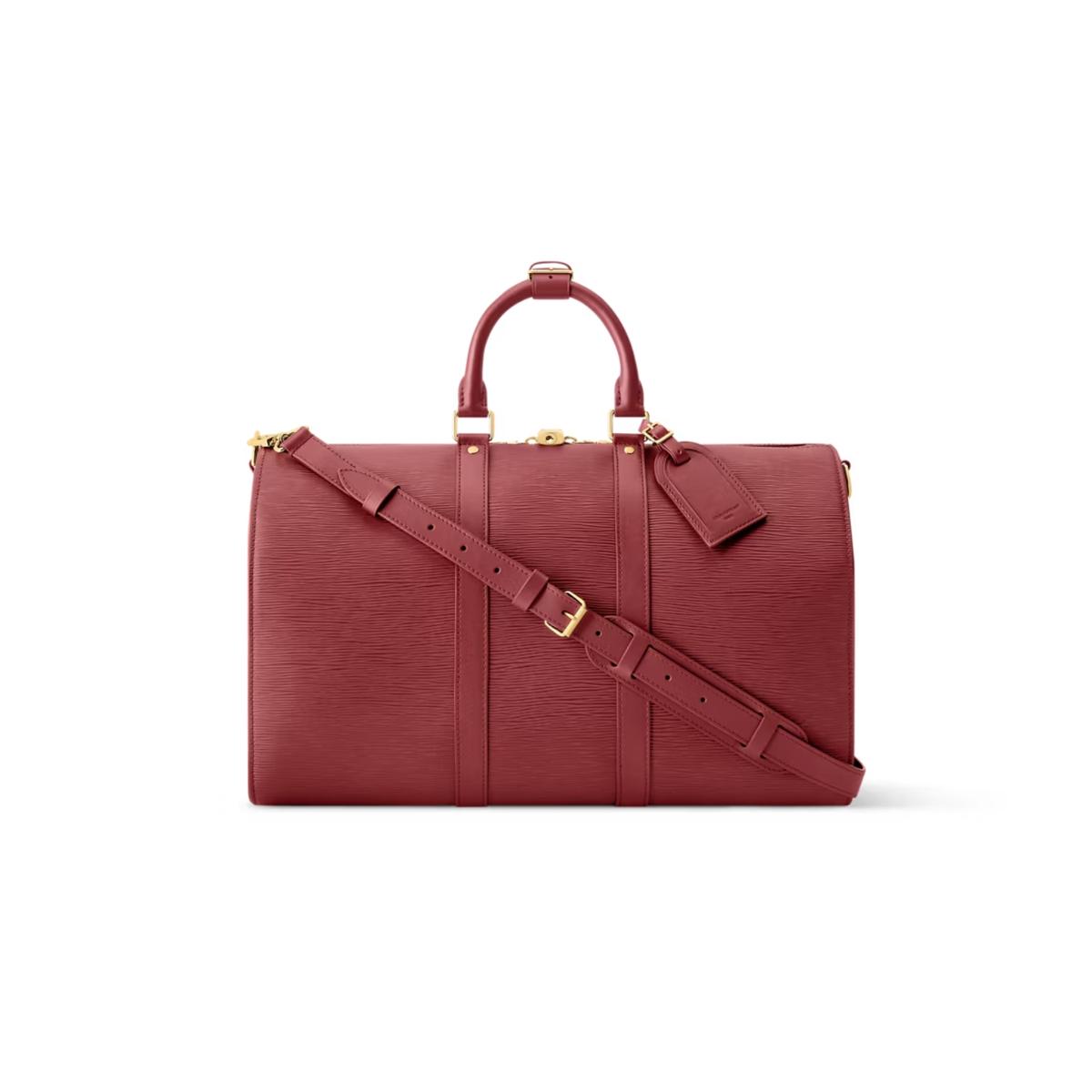 Louis Vuitton Keepall Bandouliere 45 Travel Bag 17.7in/ 45cm Bordeaux Gold Hardawre M15180