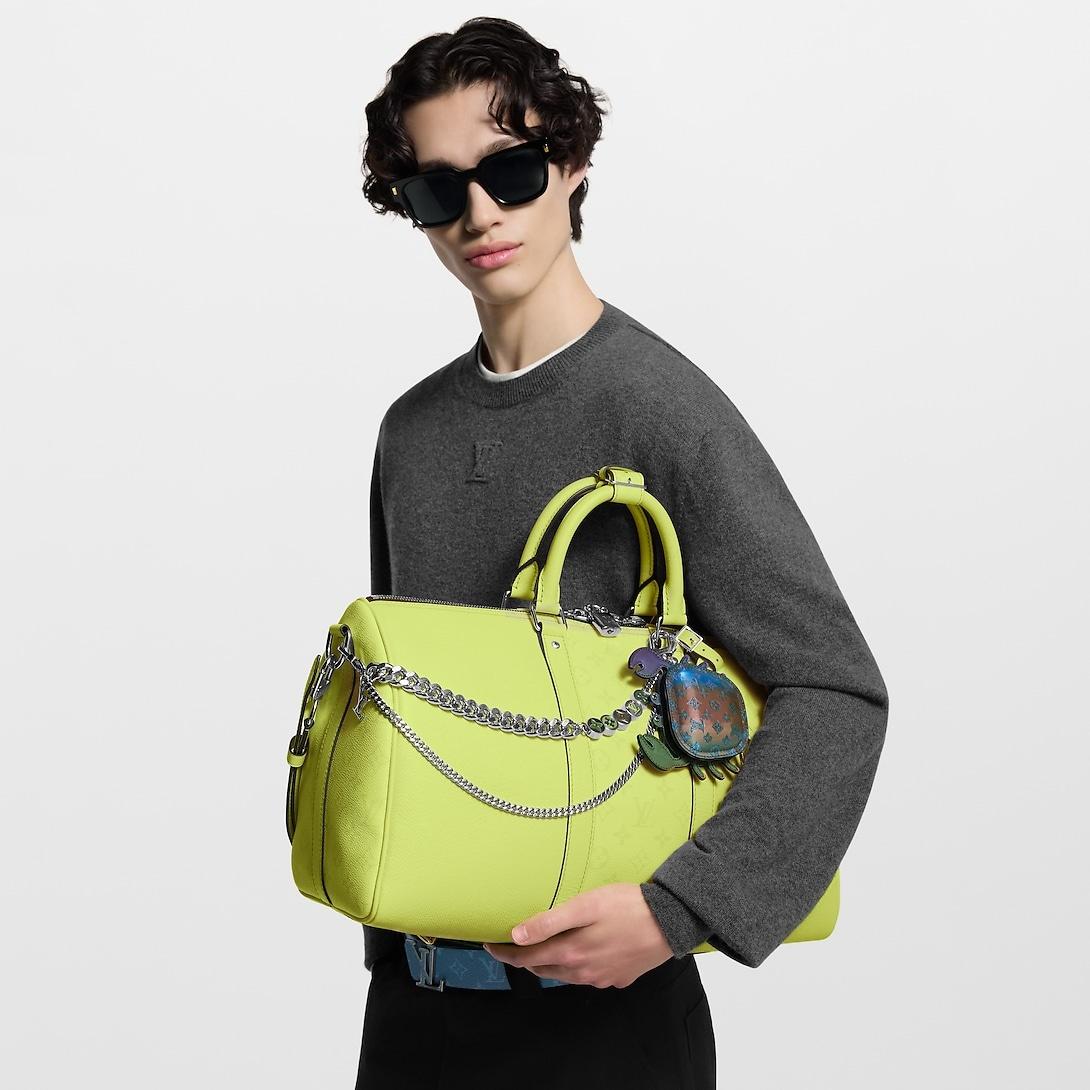 Louis Vuitton Keepall Bandouliere 45 Travel Bag 17.7in/ 45cm Lemon Yellow Silver Hardware M14124