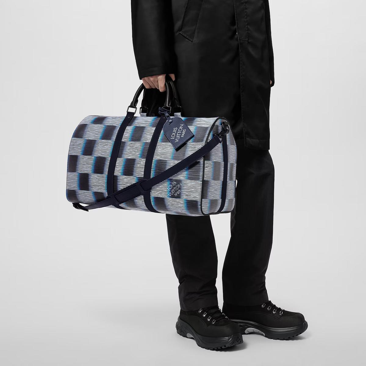 Louis Vuitton Keepall Bandouliere 50 Travel Bag 19.7in/ 50cm Blue Moon Black Hardware For Men M23771