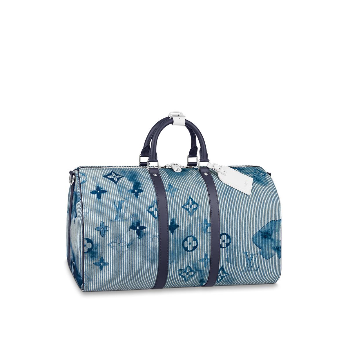 Louis Vuitton Keepall Bandouliere 50 Travel Bag 19.7in/ 50cm Blue For Men Silver Hardware M57946