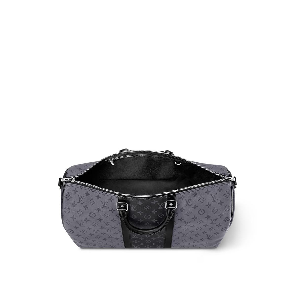 Louis Vuitton Keepall Bandouliere 50 Travel Bag 19.7in/ 50cm Grey Silver Hardware M45392
