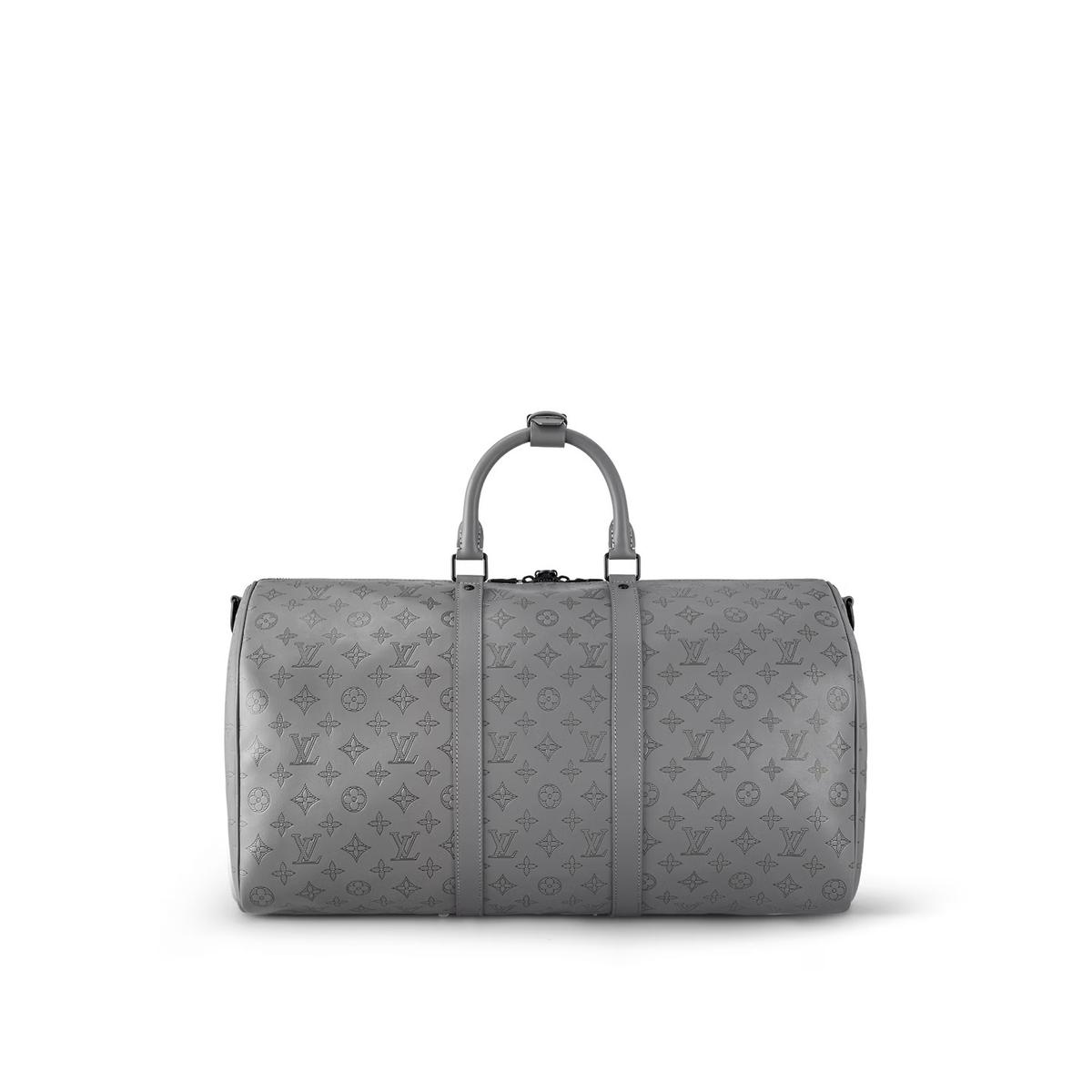 Louis Vuitton Keepall Bandouliere 50 Travel Bag 19.7in/ 50cm Grey Black Hardware M46117