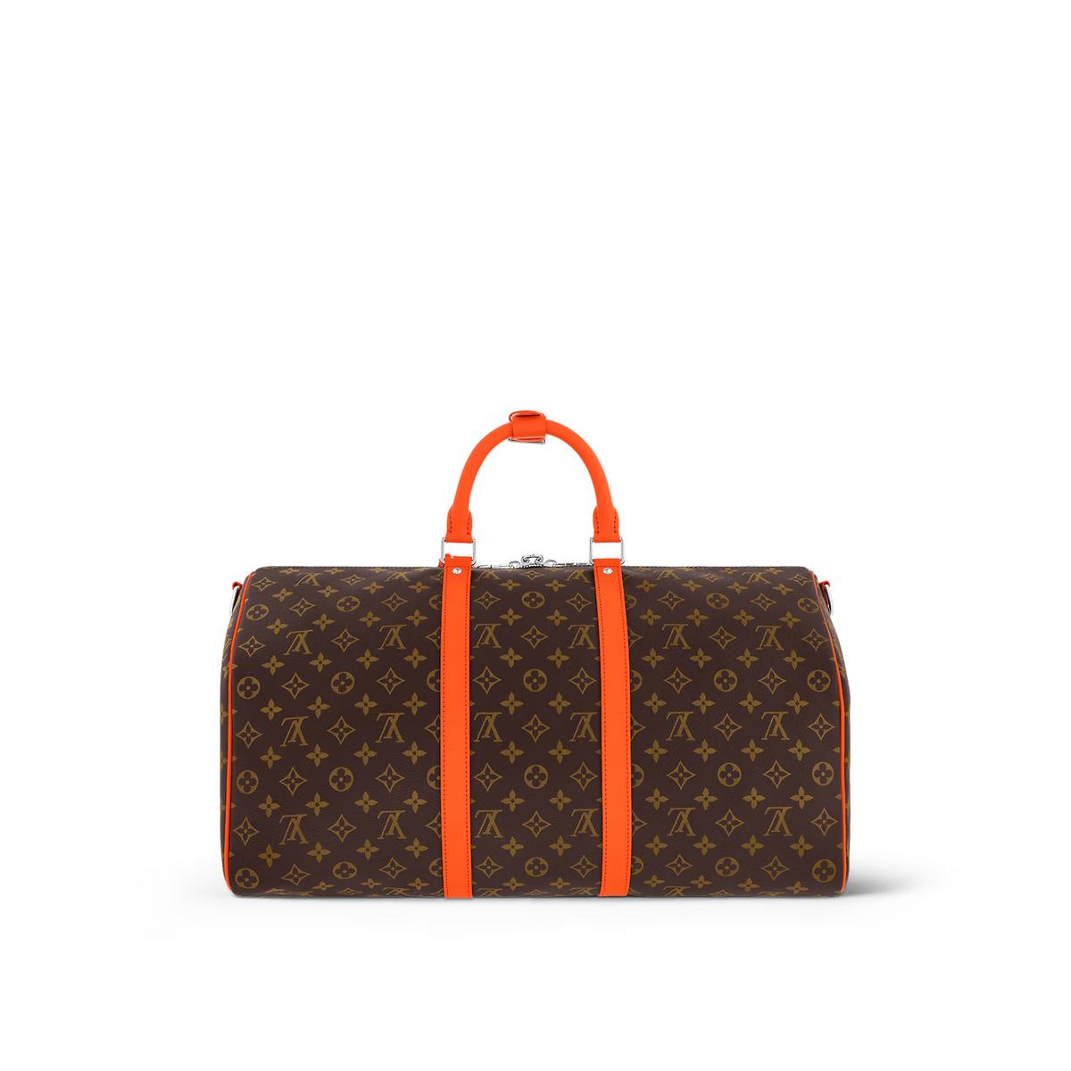 Louis Vuitton Keepall Bandouliere 50 Travel Bag 19.7in/ 50cm Brown/ Orange Silver Hardware M46770