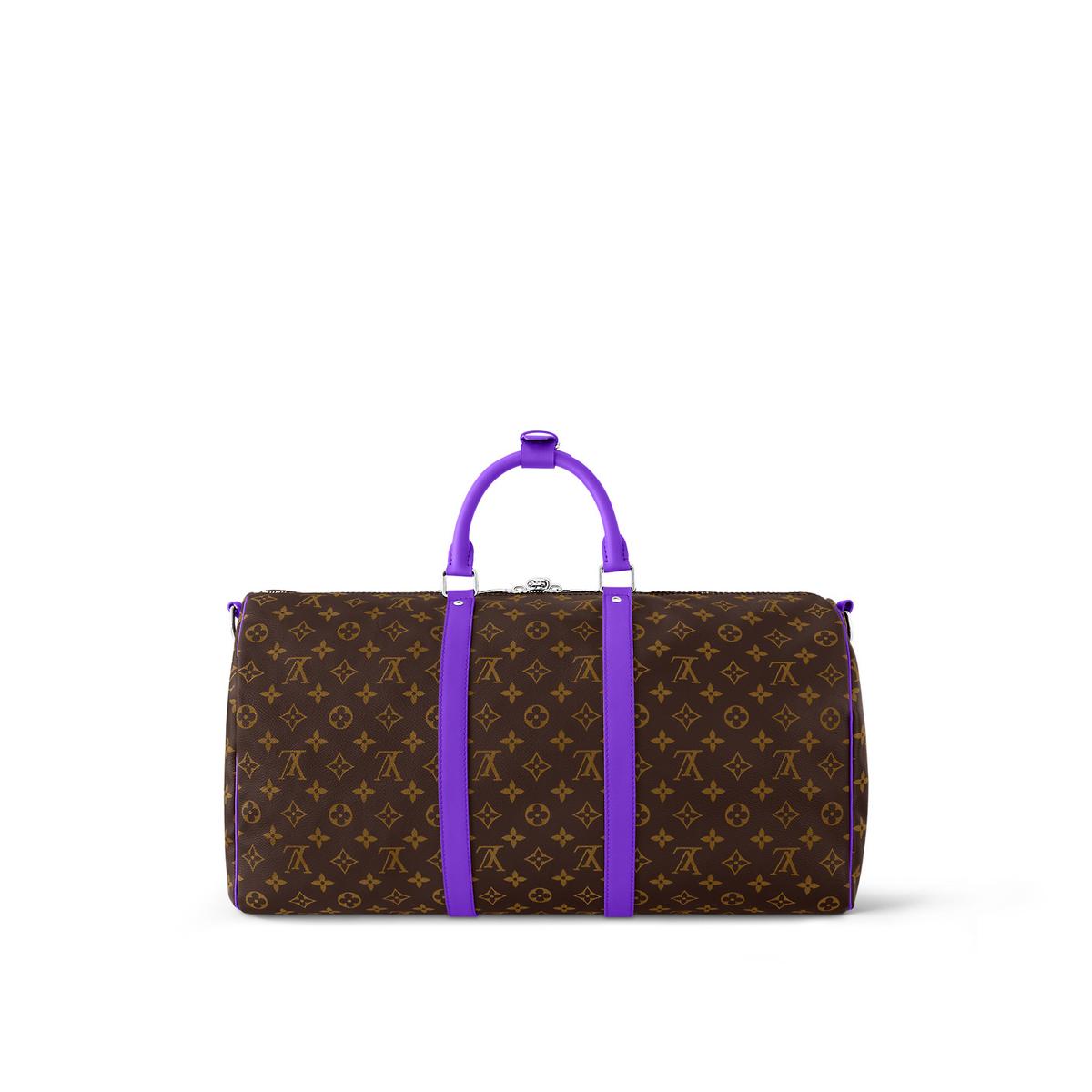 Louis Vuitton Keepall Bandouliere 50 Travel Bag 19.7in/ 50cm Brown/ Violet Silver Hardware M46775