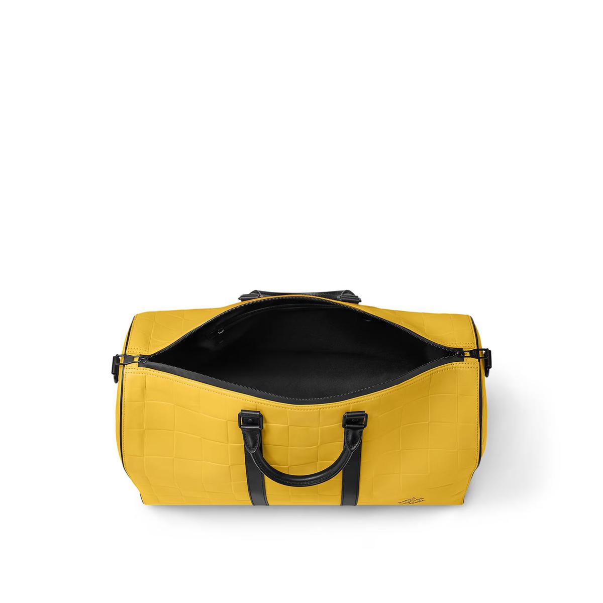 Louis Vuitton Keepall Bandouliere 50 Travel Bag 19.7in/ 50cm Yellow Black Hardware M25019