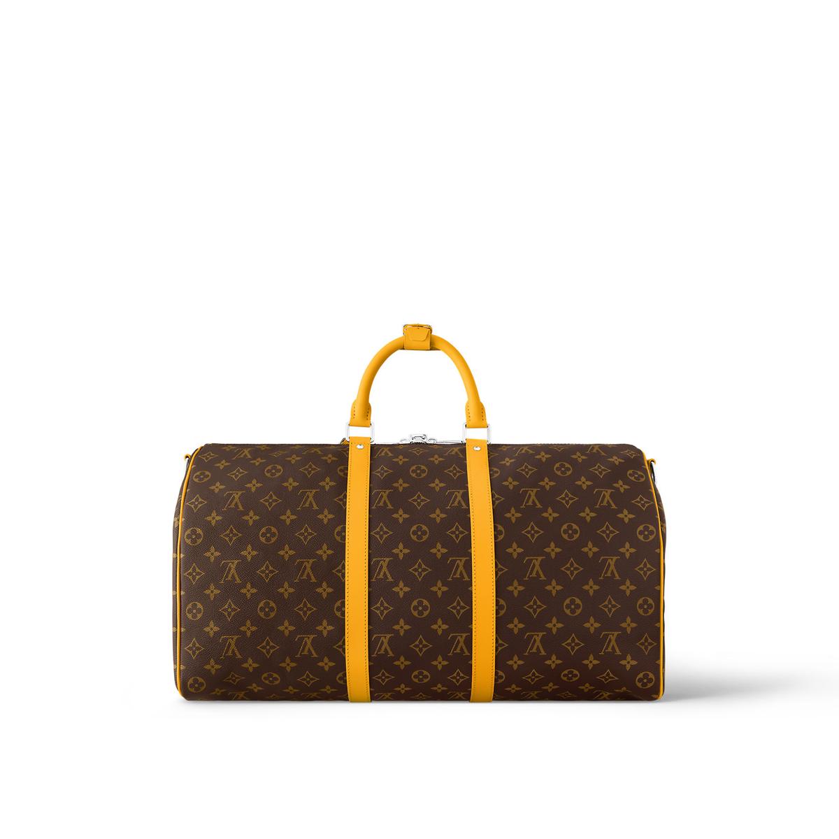 Louis Vuitton Keepall Bandouliere 50 Travel Bag 19.7in/ 50cm Brown/ Yellow Silver Hardware M46771