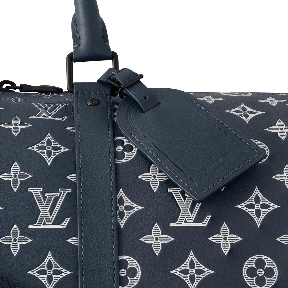 Louis Vuitton Keepall Bandouliere 50 Travel Bag 19.7in/ 50cm Blue Black Hardware M24953