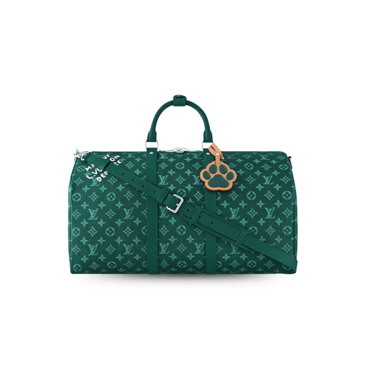 Louis Vuitton Keepall Bandouliere 50 Travel Bag 19.7in/ 50cm Green Silver Hardware M12687
