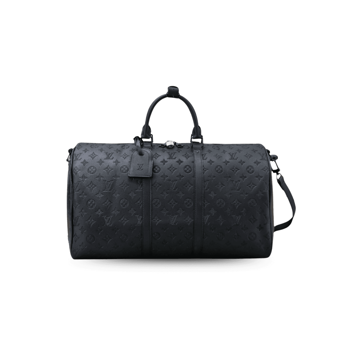 Louis Vuitton Keepall Bandouliere 50 Travel Bag 19.7in/ 50cm Black Monogram Shadow Matte Black Hardware M44810