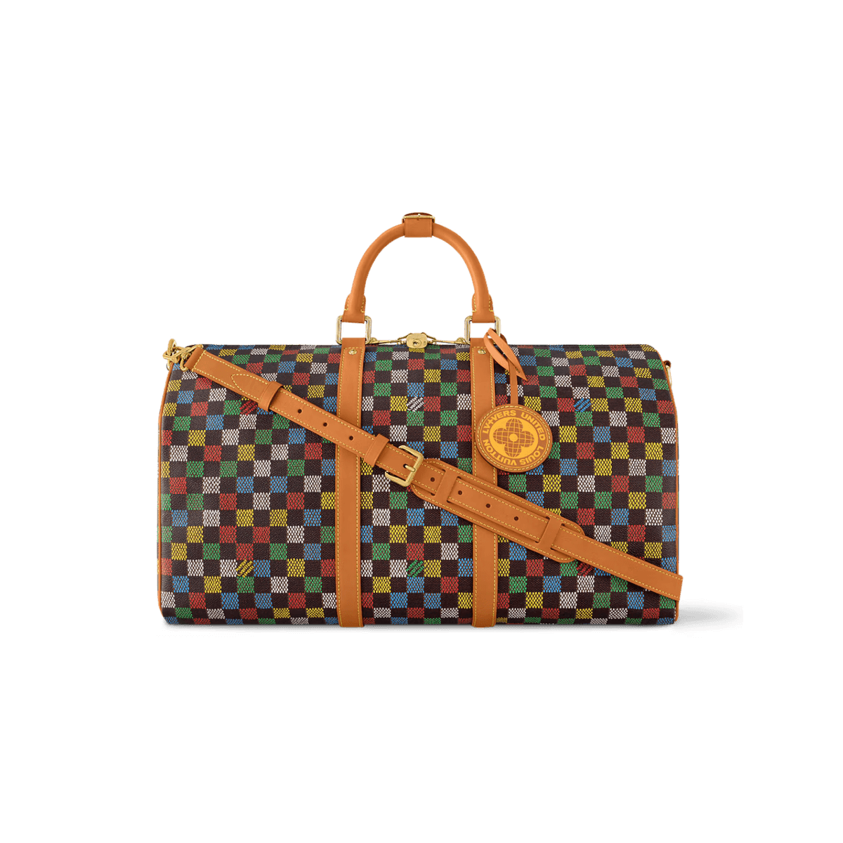 Louis Vuitton Keepall Bandouliere 50 Travel Bag 19.7in/ 50cm Multicolor Aged Gold Hardware N00170