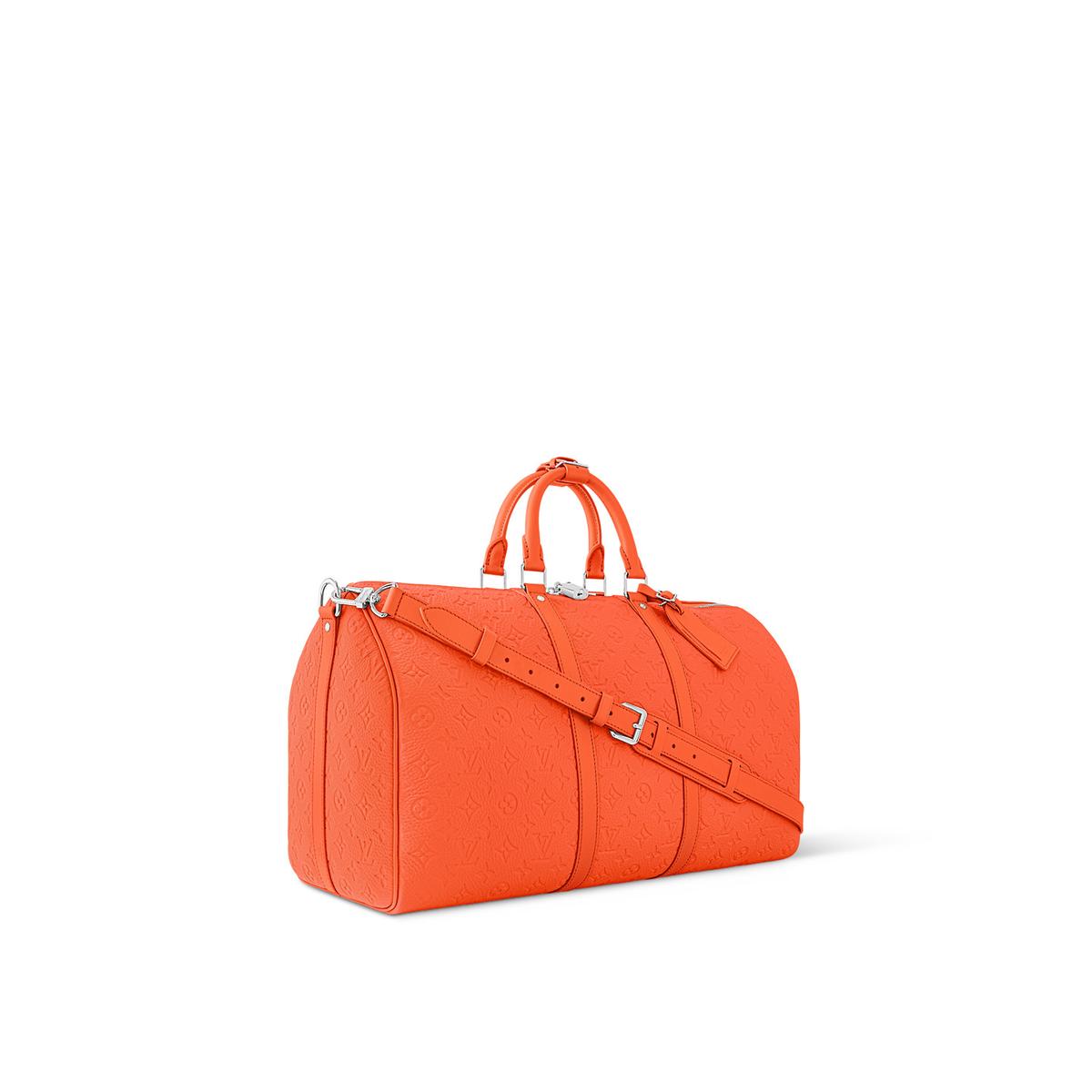 Louis Vuitton Keepall Bandouliere 50 Travel Bag 19.7in/ 50cm Orange Silver Hardware M23749