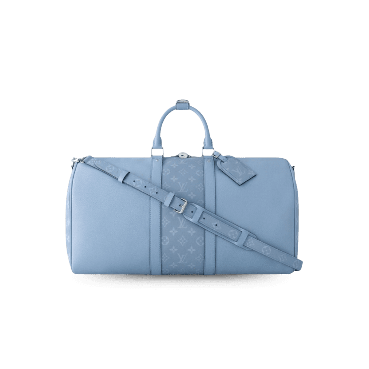 Louis Vuitton Keepall Bandouliere 50 Travel Bag 19.7in/ 50cm Sky Blue Silver Hardware M14122