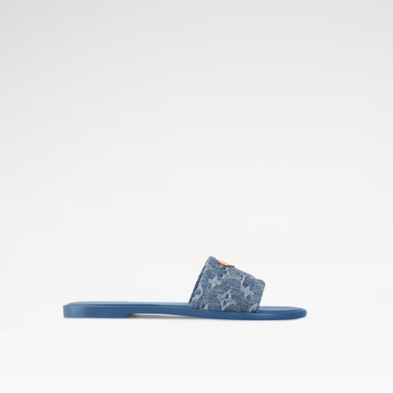 Louis Vuitton Lily Flat Mule Blue For Women 1AGX78